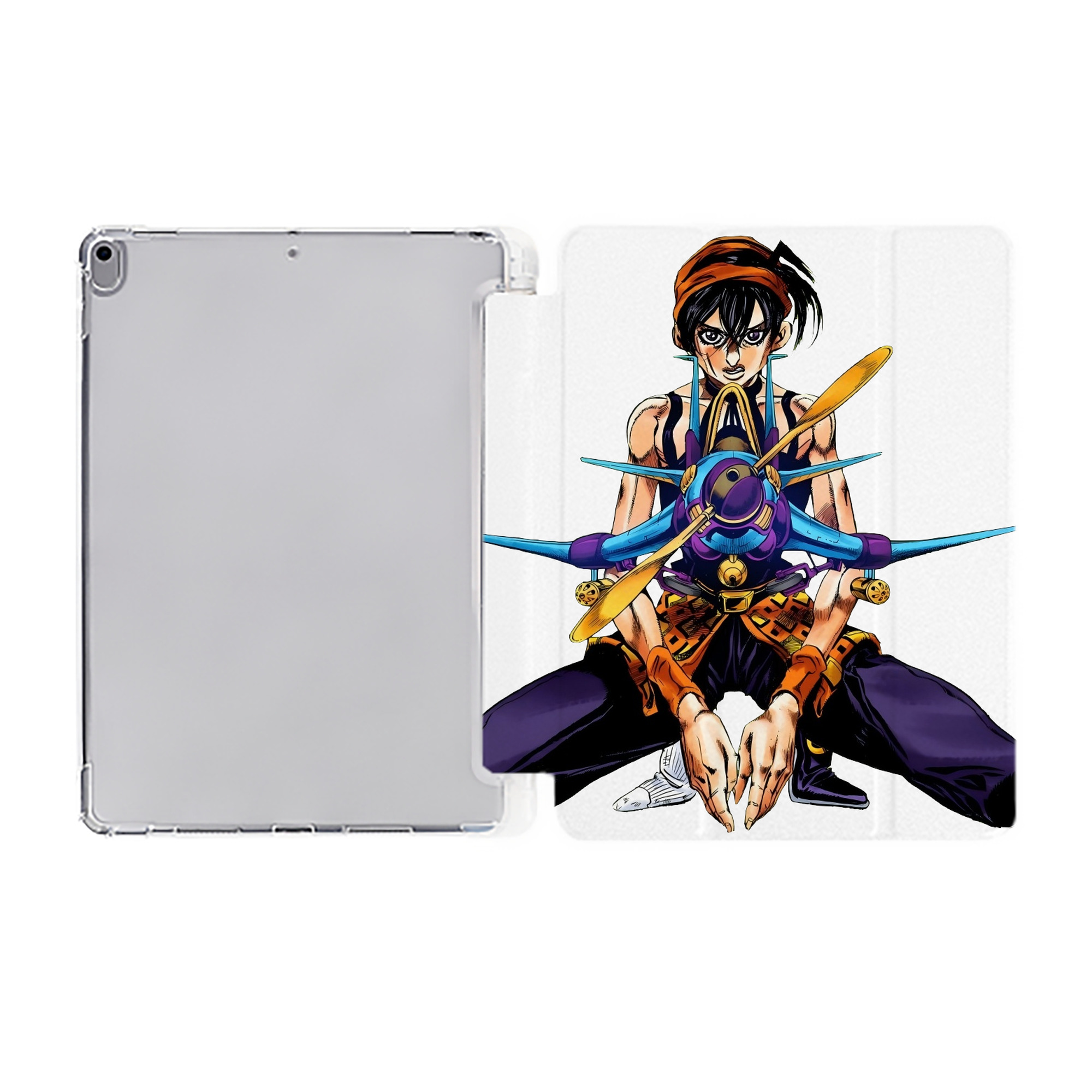 （画像用） ジョジョの奇妙な冒険 ナランチャ?ギルガ JoJo's Bizarre Adventure Narancia Ghirga IPad ケース ペン収納付き 三つ折りスタンド PUレザー×シリコン 対応機種9.5/10.5/10.9インチ